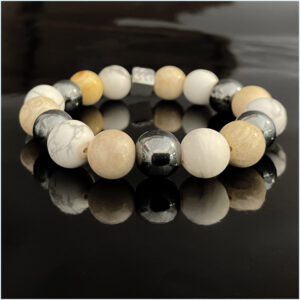 Fossil Coral & Hematite & Howlite Bracelet