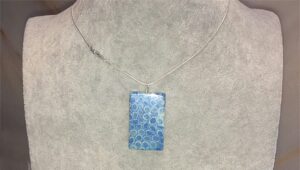 Chrysanthemum Fossil Coral Blu Pendant on SILVER NECKLACE