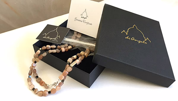 Sunstone + Small Hematite Necklace handmade in Rome 165 cm / 66" - Image 4