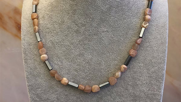 Sunstone Necklace handmade in Rome Large Hematite 55 cm / 22" - Image 3