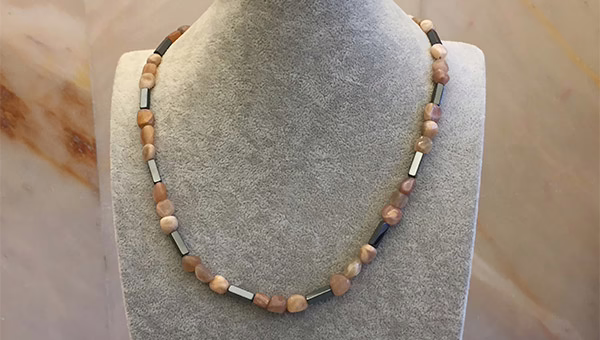 Sunstone Necklace handmade in Rome Large Hematite 55 cm / 22" - Image 2